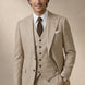 Saharan Pinstripe - Khaki Herringbone 3-Piece Suit Set