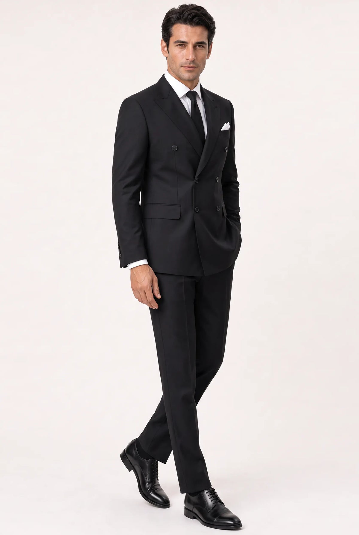 Caviar Crownline - Black Double-Breasted 2-Piece Suit