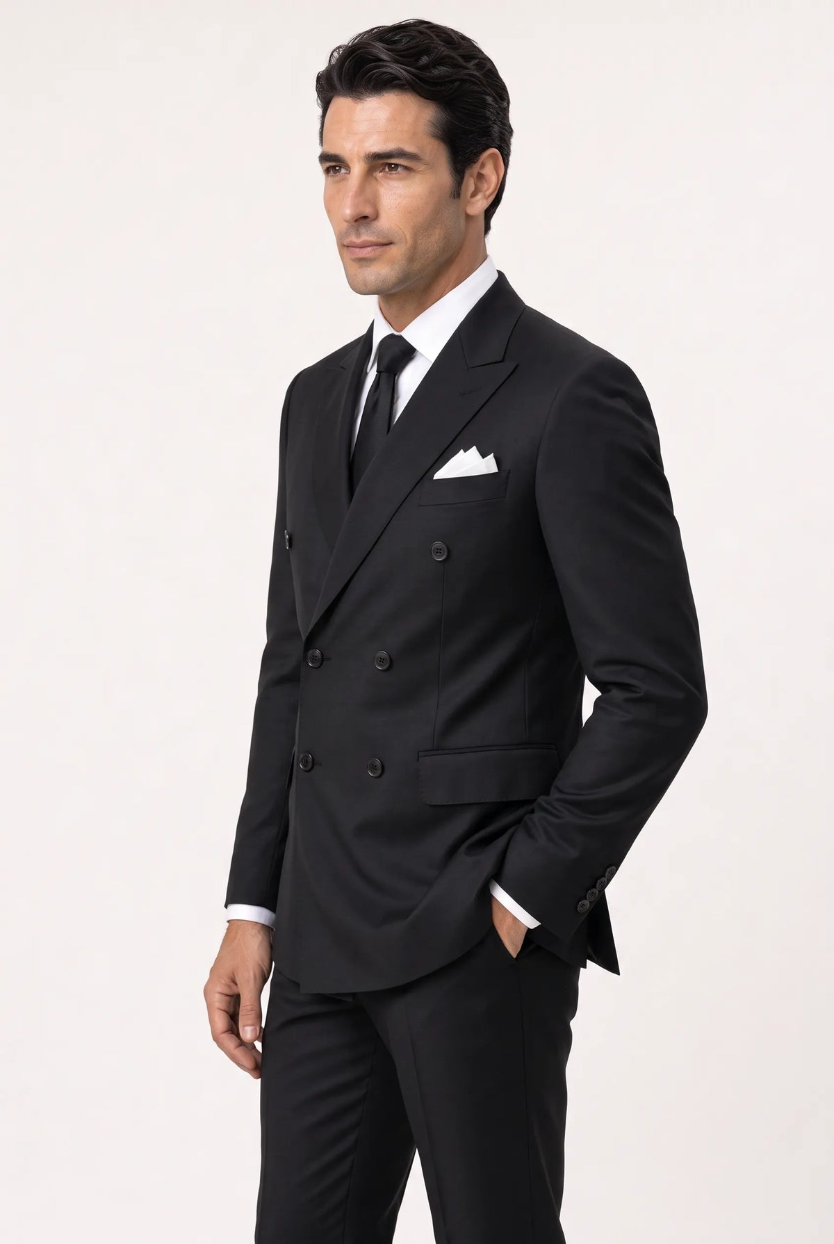 Caviar Crownline - Black Double-Breasted 2-Piece Suit