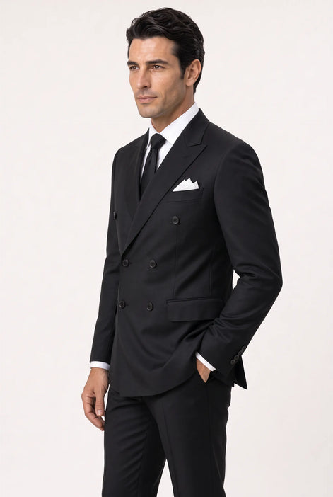 Caviar Crownline - Black Double-Breasted 2-Piece Suit