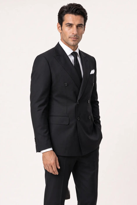 Caviar Crownline - Black Double-Breasted 2-Piece Suit