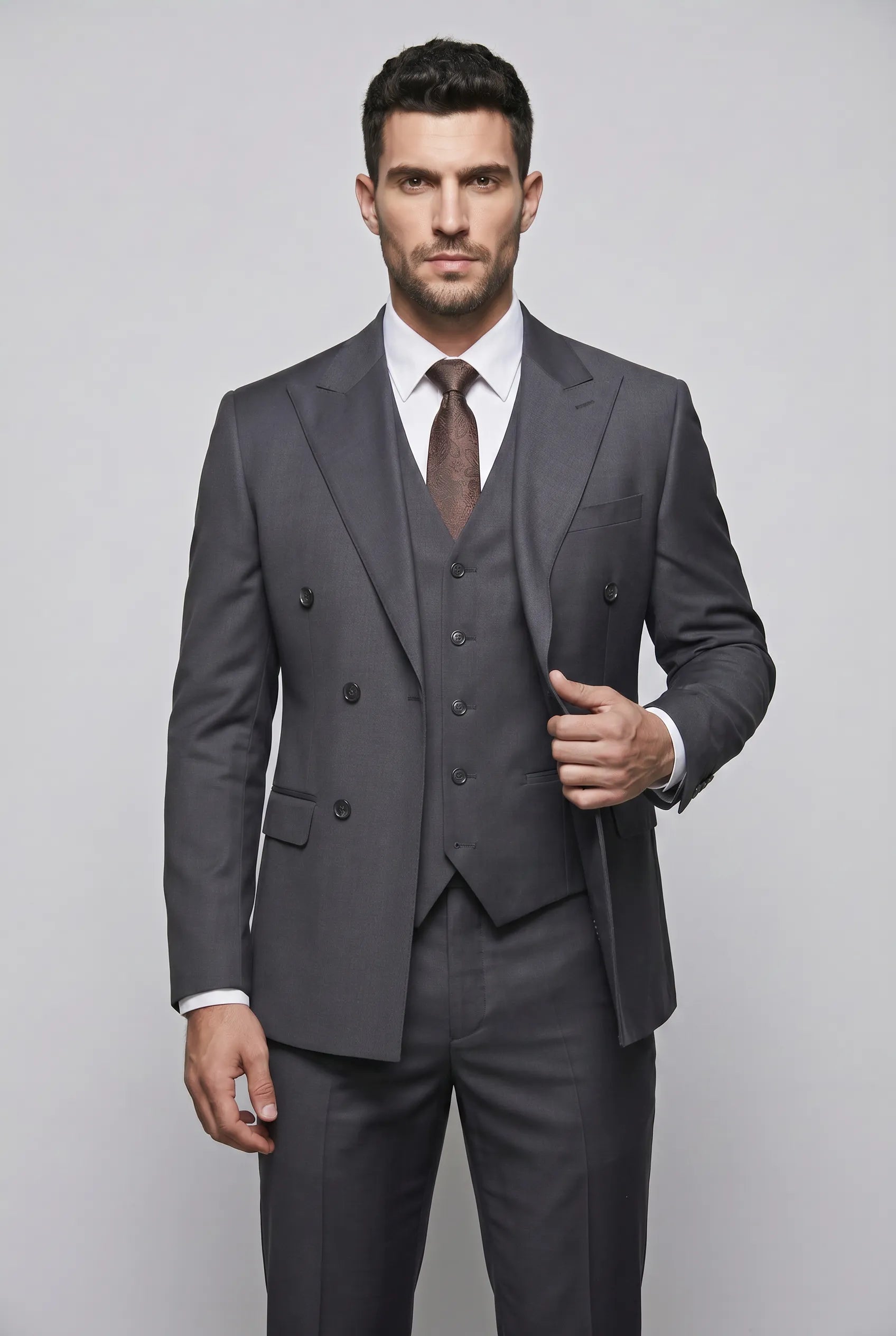 Sienna Citadel - Charcoal Double-Breasted 3-Piece Suit