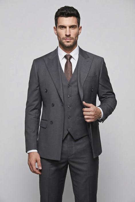Sienna Citadel - Charcoal Double-Breasted 3-Piece Suit