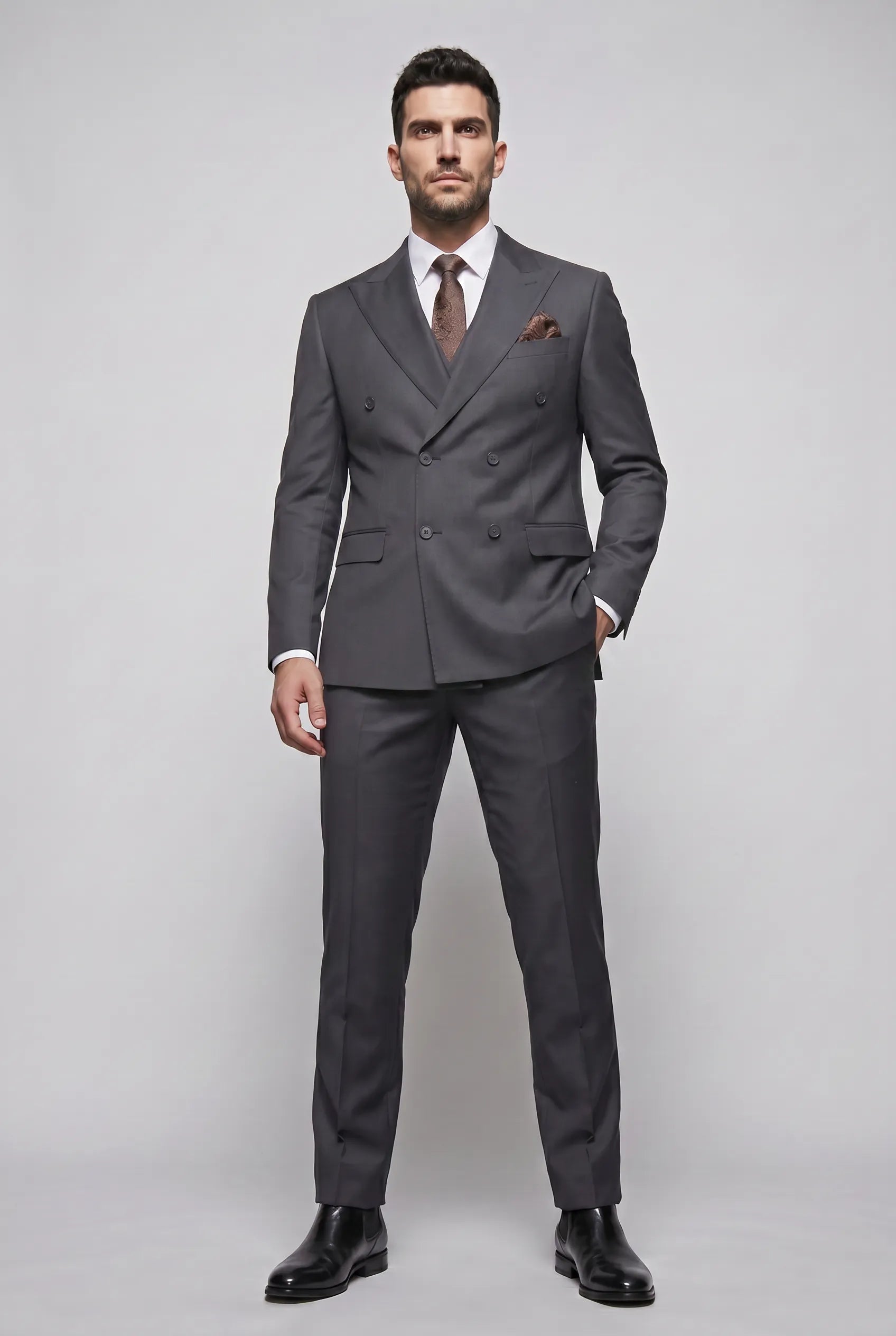 Sienna Citadel - Charcoal Double-Breasted 3-Piece Suit