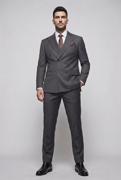 Sienna Citadel - Charcoal Double-Breasted 3-Piece Suit