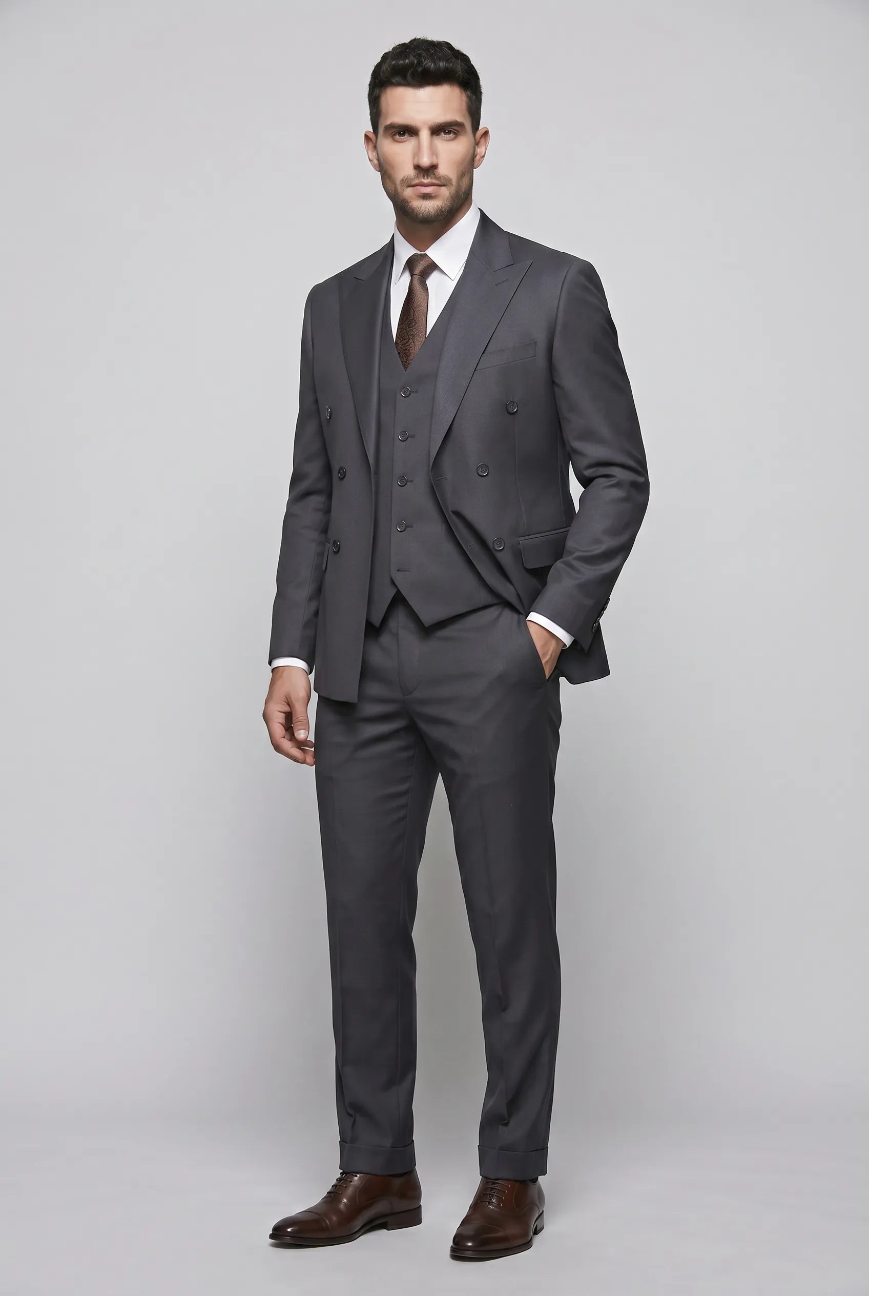 Sienna Citadel - Charcoal Double-Breasted 3-Piece Suit
