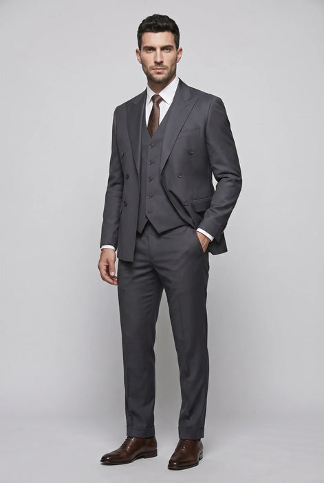 Sienna Citadel - Charcoal Double-Breasted 3-Piece Suit
