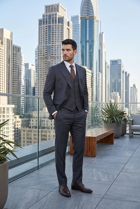 Sienna Citadel - Charcoal Double-Breasted 3-Piece Suit