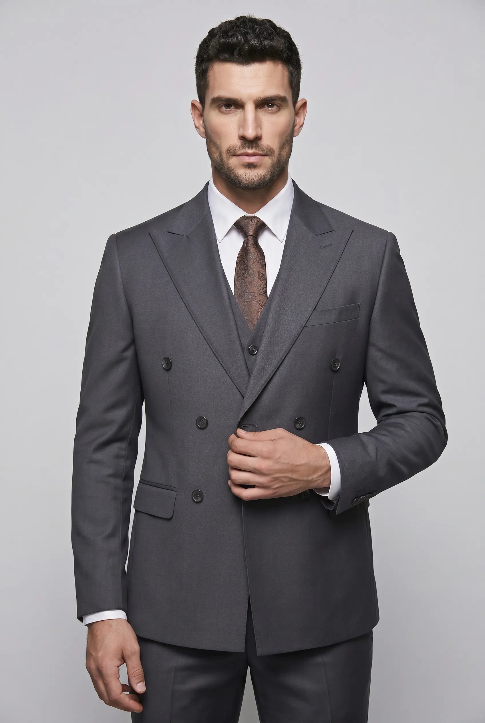 Sienna Citadel - Charcoal Double-Breasted 3-Piece Suit