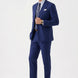Ink Crownline royal blue double-breasted suit side profile studio view