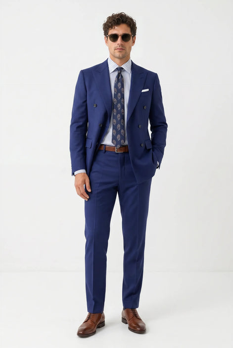 Ink Crownline royal blue 2-piece suit full front studio view
