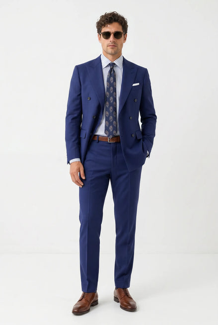 Ink Crownline royal blue 2-piece suit full front studio view