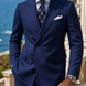 Ink Crownline royal blue double-breasted jacket with peak lapels outdoors