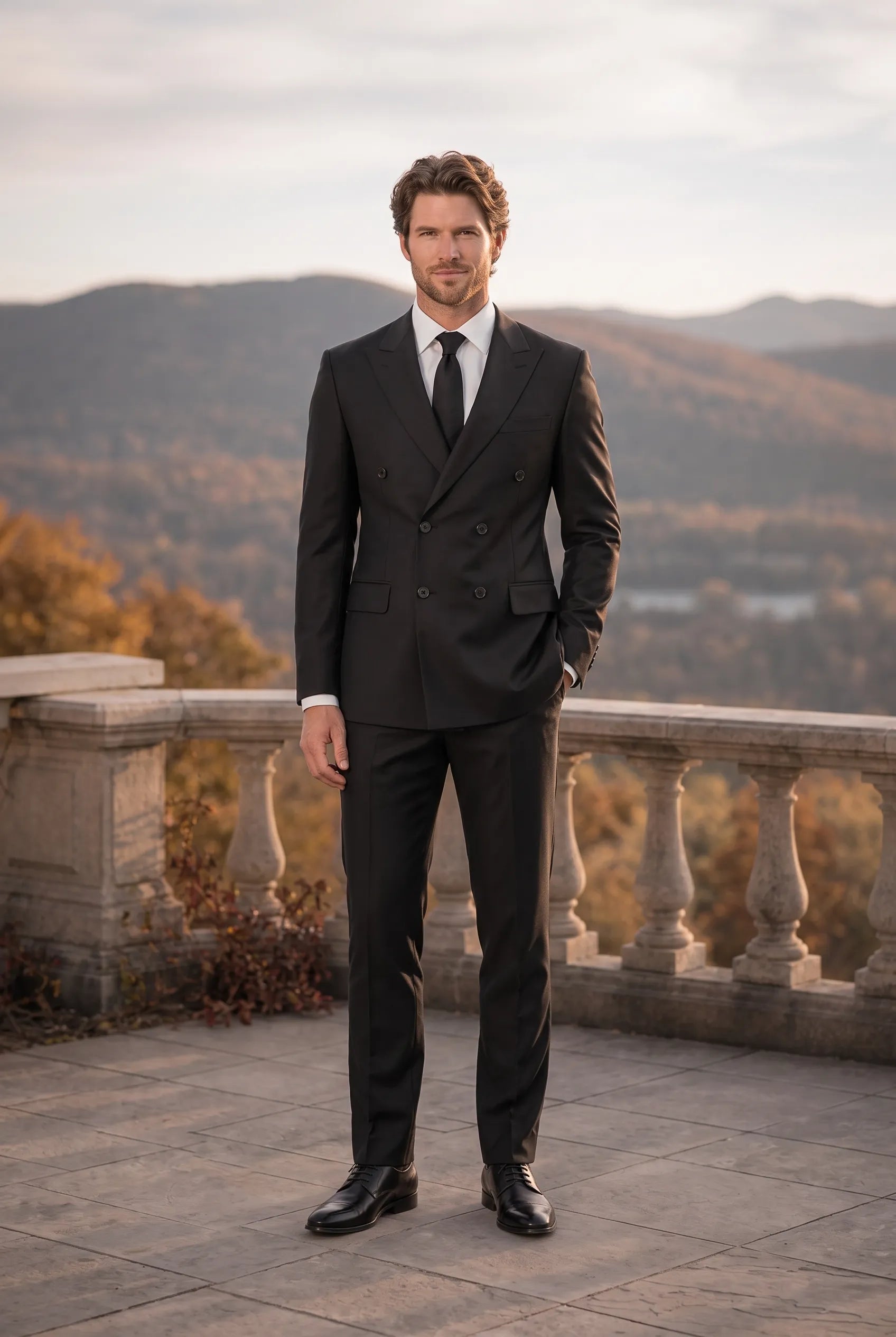 Caviar Crownline - Black Double-Breasted 2-Piece Suit