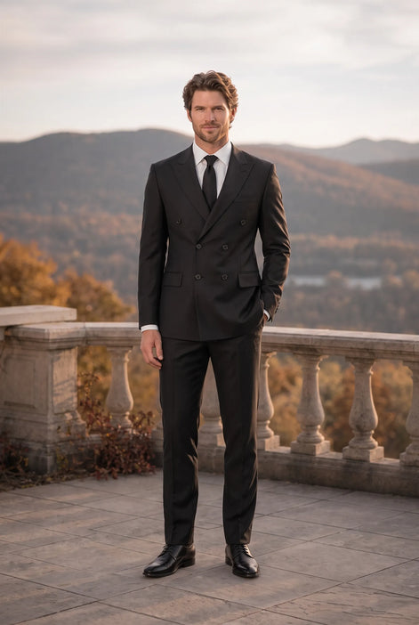Caviar Crownline - Black Double-Breasted 2-Piece Suit