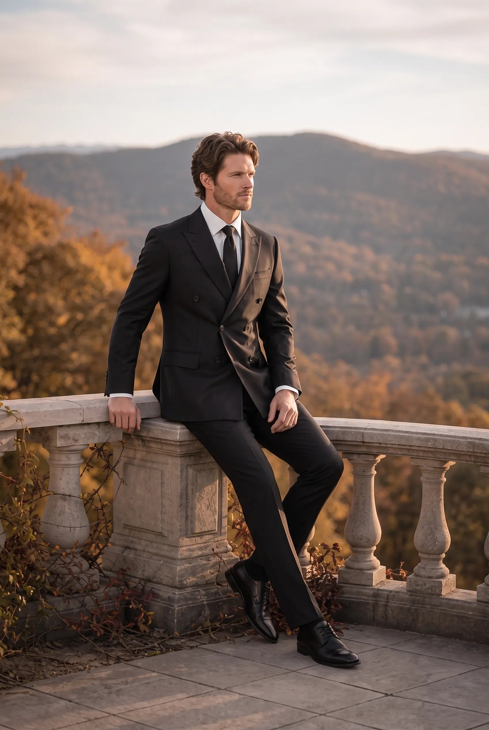 Caviar Crownline - Black Double-Breasted 2-Piece Suit