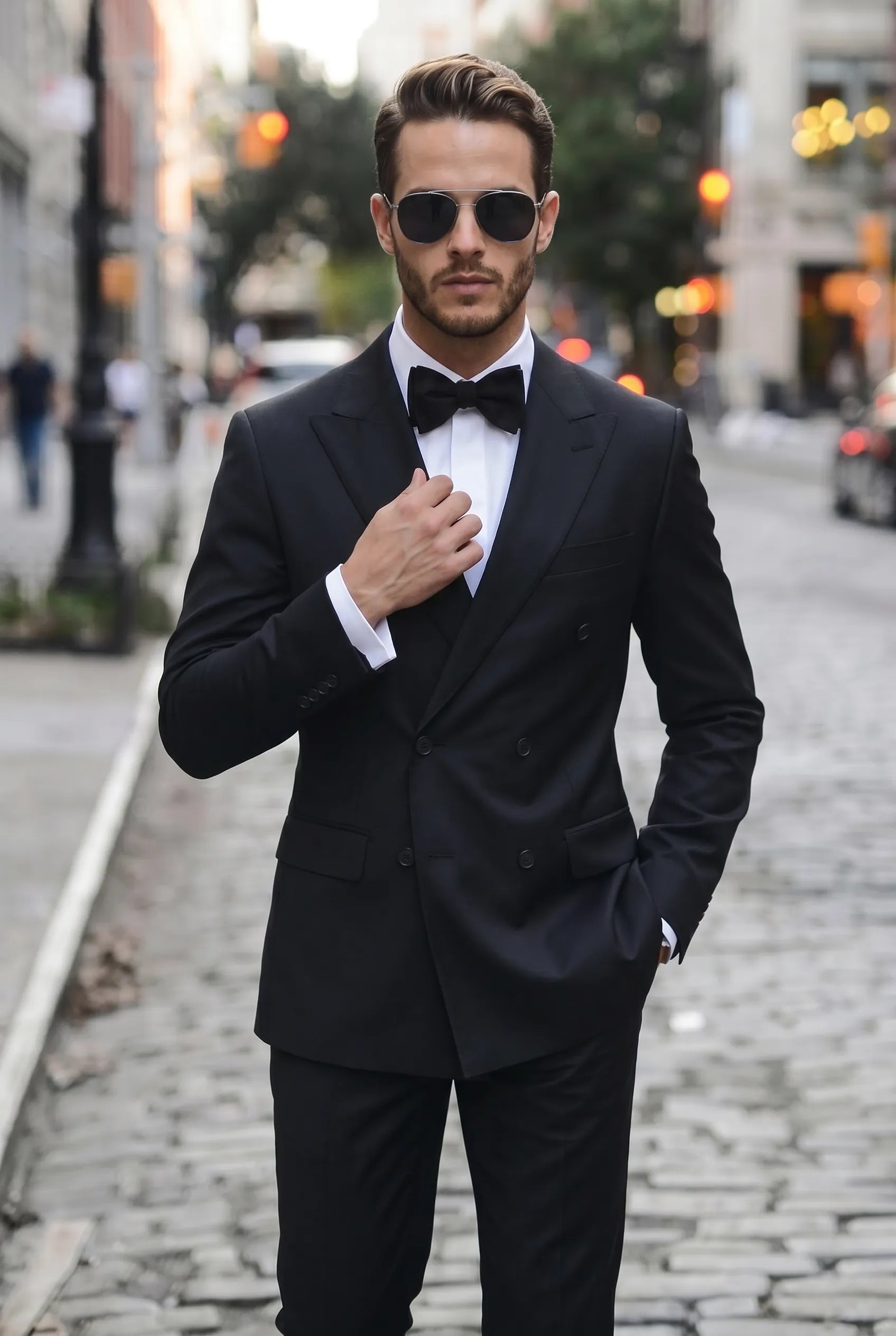Caviar Crownline - Black Double-Breasted 2-Piece Suit