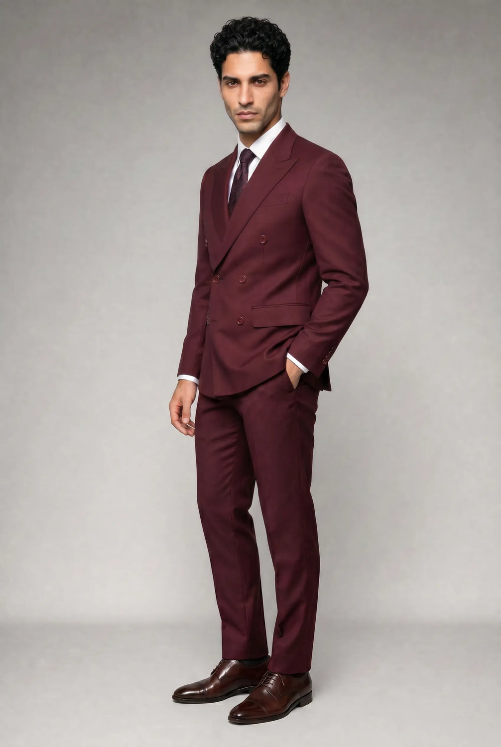 Claret Crownline - Burgundy Double-Breasted 2-Piece Suit - product image 8 | Nevo Suit
