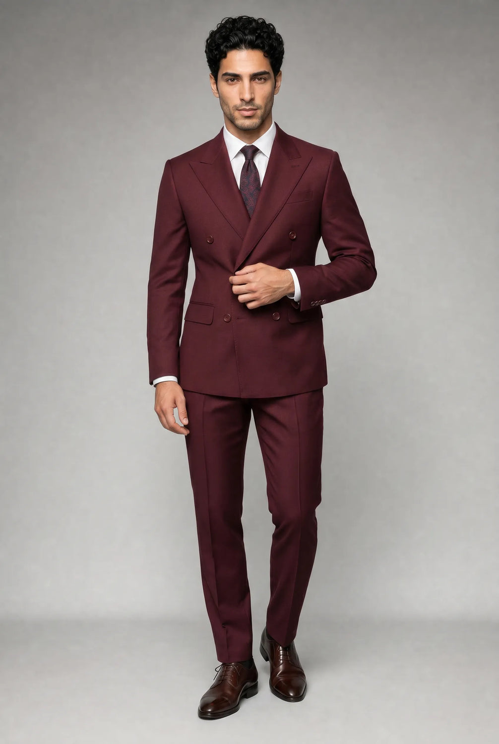 Claret Crownline - Burgundy Double-Breasted 2-Piece Suit - product image 1 | Nevo Suit