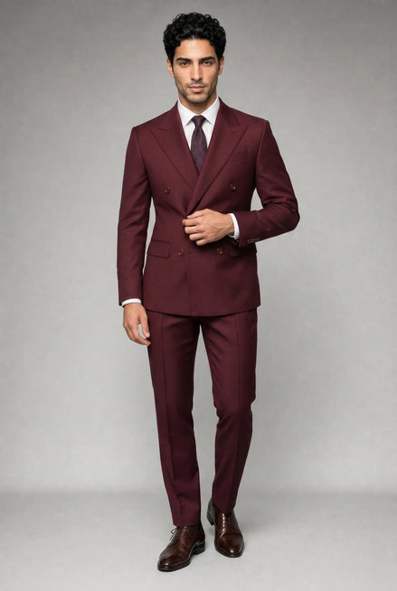 Claret Crownline - Burgundy Double-Breasted 2-Piece Suit