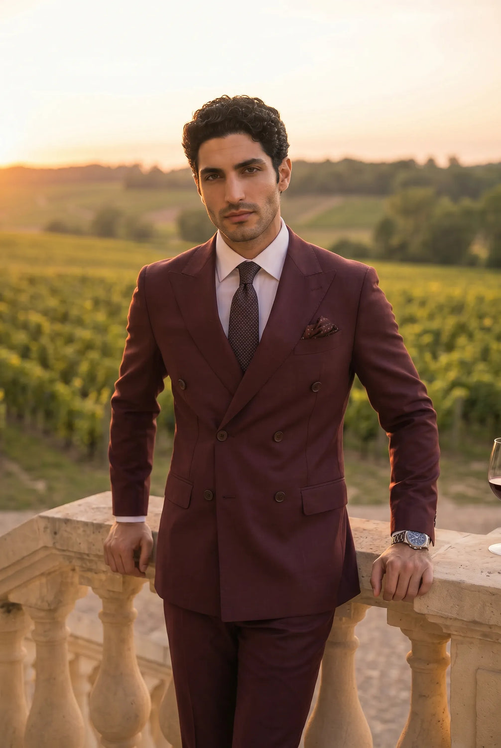 Claret Crownline - Burgundy Double-Breasted 2-Piece Suit - product image 6 | Nevo Suit