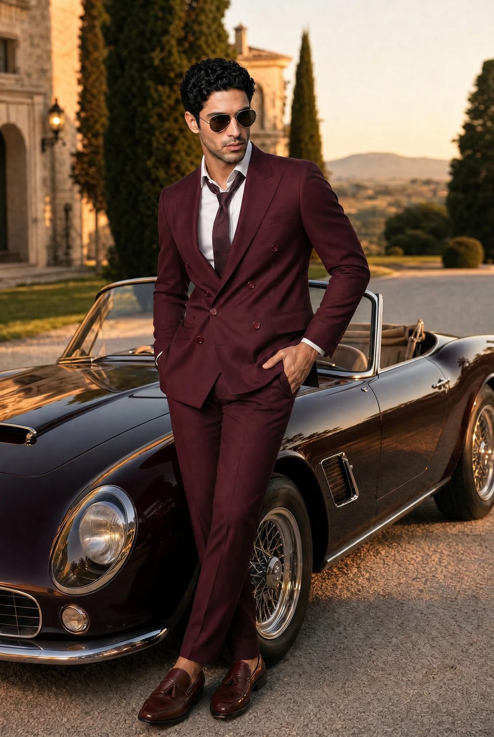 Claret Crownline - Burgundy Double-Breasted 2-Piece Suit - product image 5 | Nevo Suit