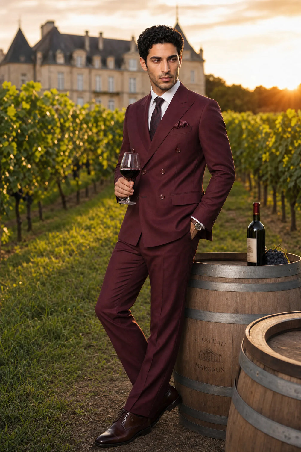 Claret Crownline - Burgundy Double-Breasted 2-Piece Suit - product image 2 | Nevo Suit