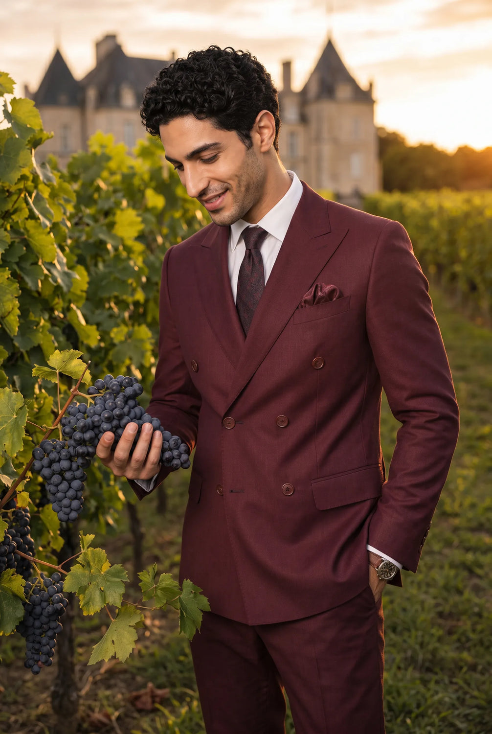Claret Crownline - Burgundy Double-Breasted 2-Piece Suit - product image 4 | Nevo Suit