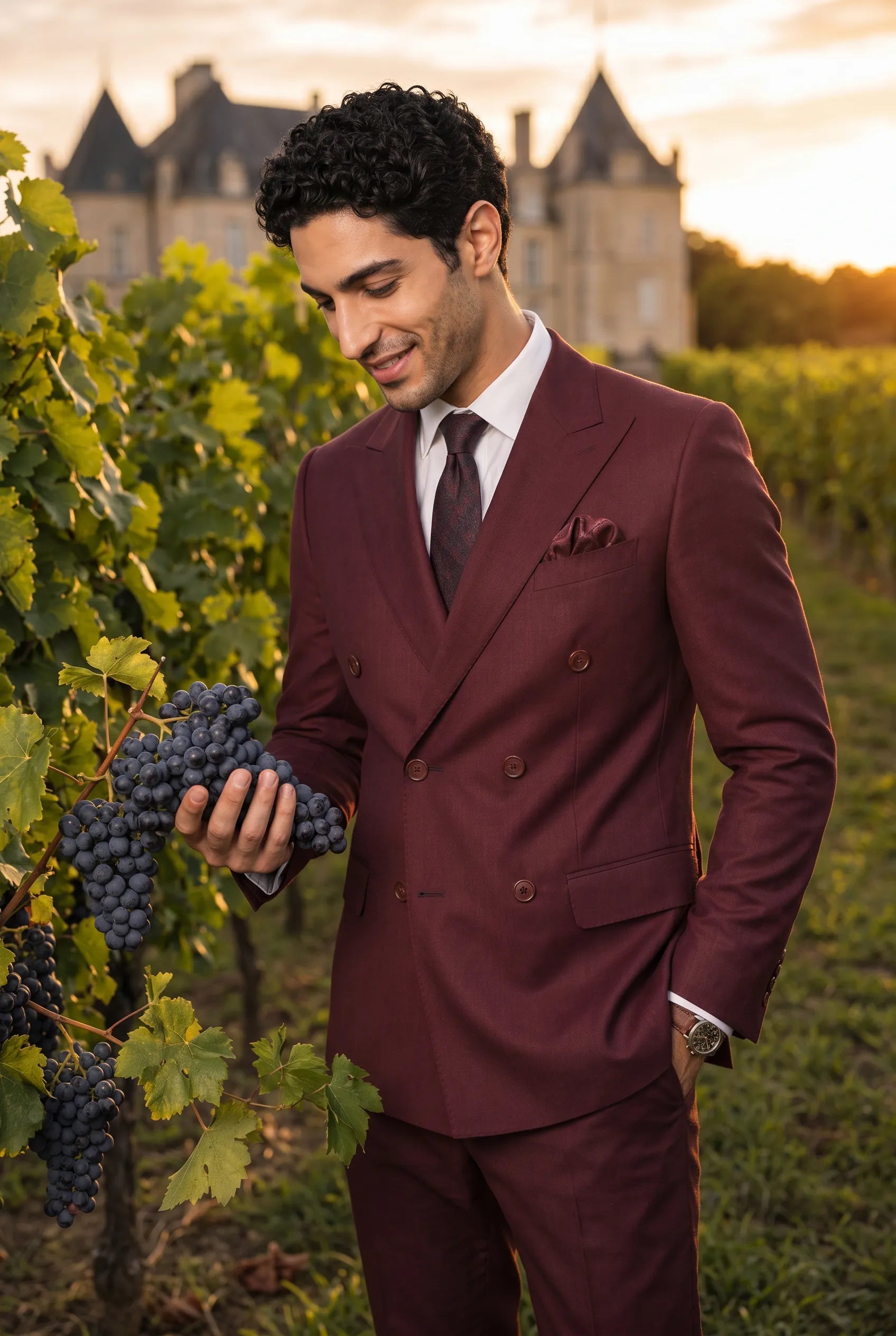 Claret Crownline - Burgundy Double-Breasted 2-Piece Suit