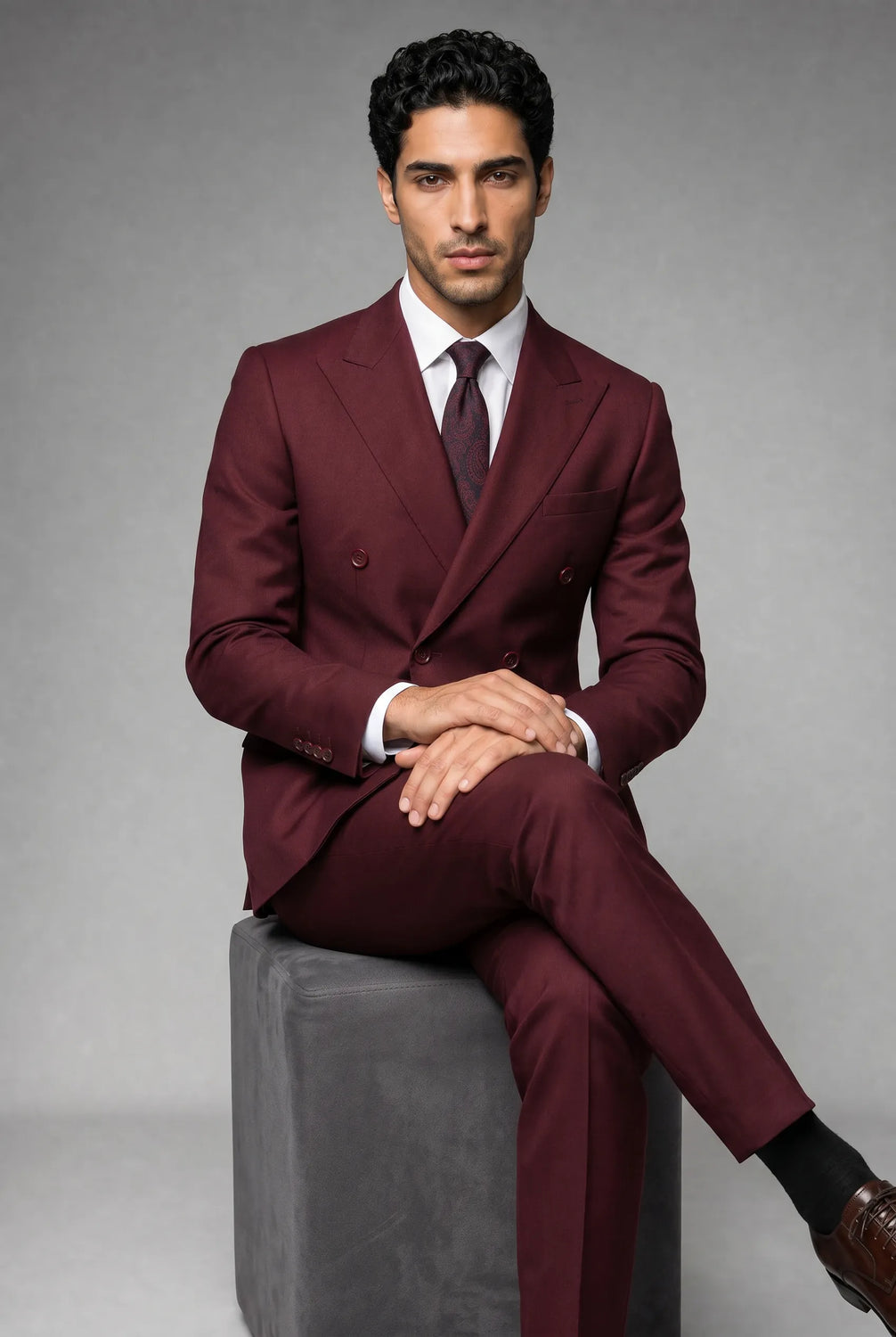 Claret Crownline - Burgundy Double-Breasted 2-Piece Suit - product image 12 | Nevo Suit