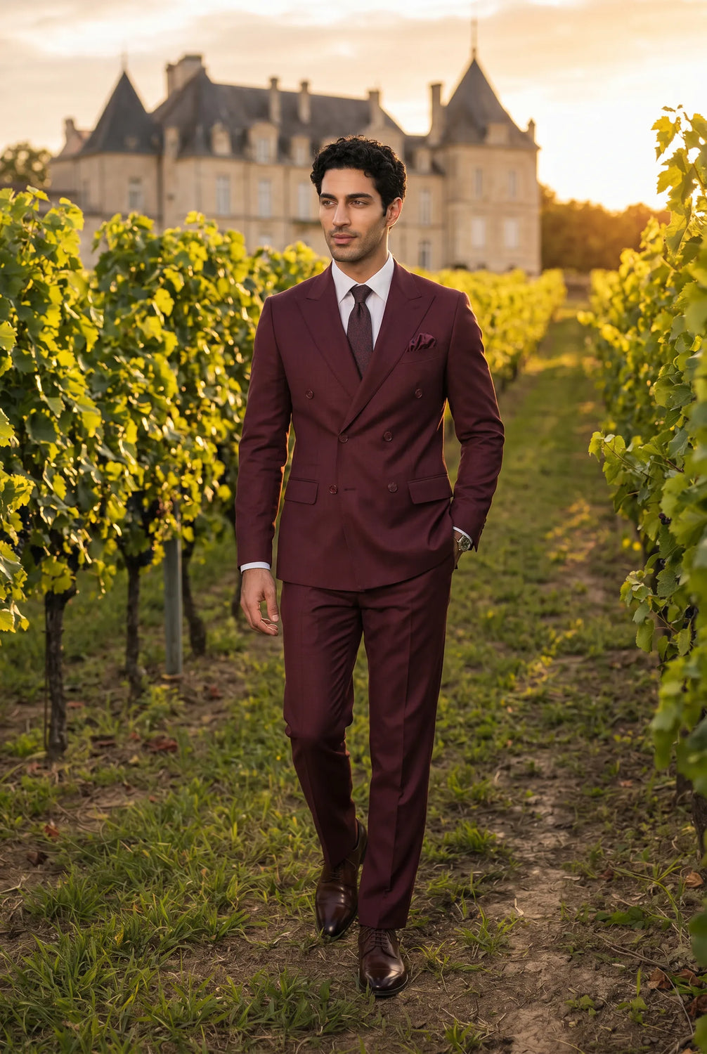 Claret Crownline - Burgundy Double-Breasted 2-Piece Suit - product image 3 | Nevo Suit