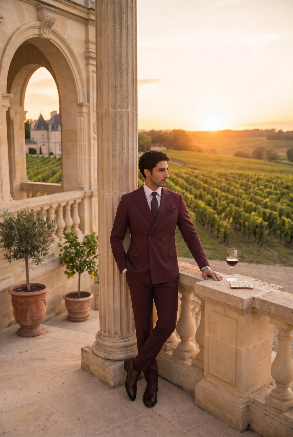 Claret Crownline - Burgundy Double-Breasted 2-Piece Suit - product image 7 | Nevo Suit