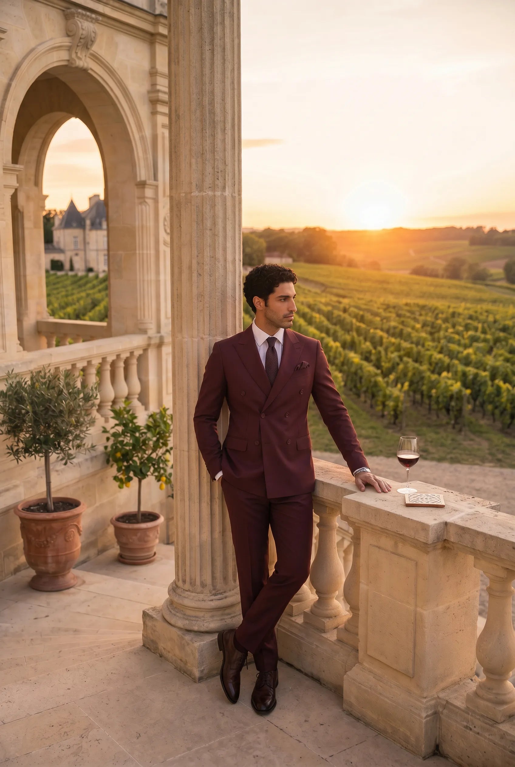 Claret Crownline - Burgundy Double-Breasted 2-Piece Suit