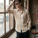Saffron Note - Patterned Gold Mercerized Cotton Shirt
