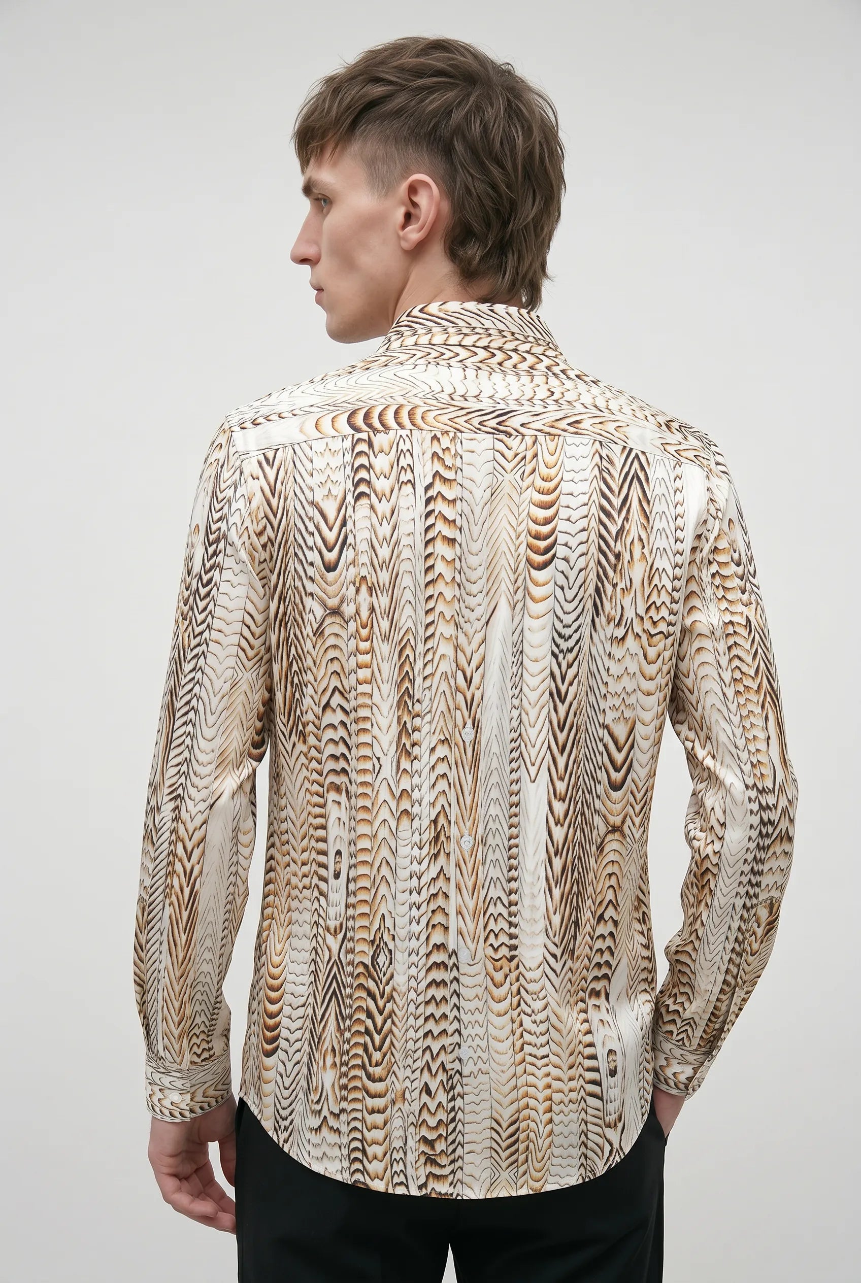 Saffron Note - Patterned Gold Mercerized Cotton Shirt