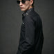 Glint Note - Black Crystal Studded Mercerized Cotton Shirt