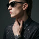 Glint Note - Black Crystal Studded Mercerized Cotton Shirt