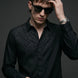 Glint Note - Black Crystal Studded Mercerized Cotton Shirt