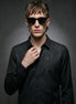 Glint Note - Black Crystal Studded Mercerized Cotton Shirt