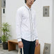 Alpine Note - Piped White Mercerized Cotton Shirt