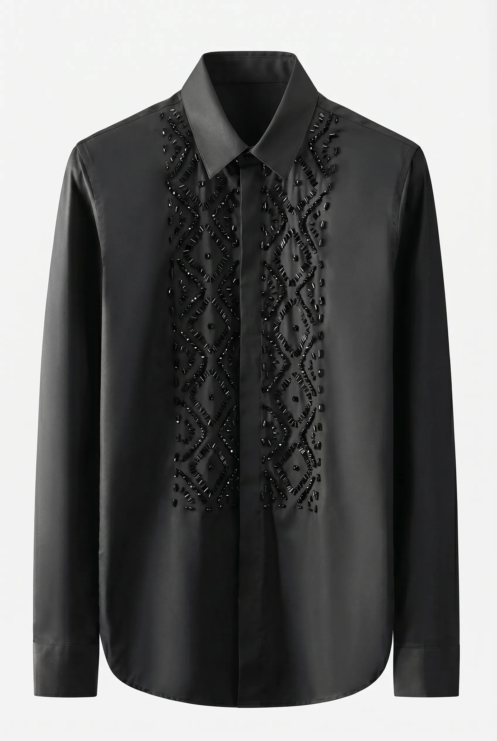 Elegant Sewing Hand Beaded Men's Shirt