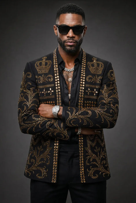 Diadem Pharaoh - Black & Gold Crown Crystal Dinner Jacket