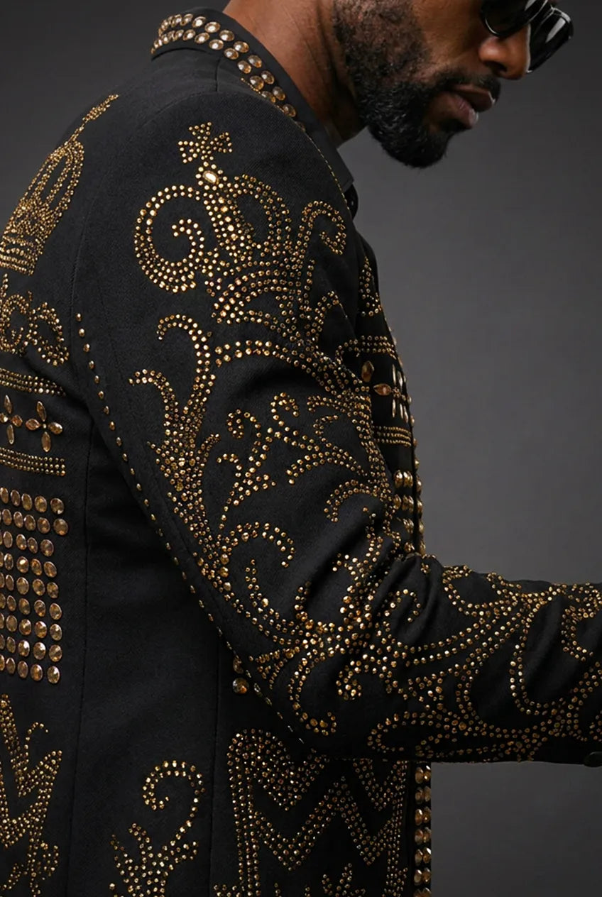 Diadem Pharaoh - Black & Gold Crown Crystal Dinner Jacket