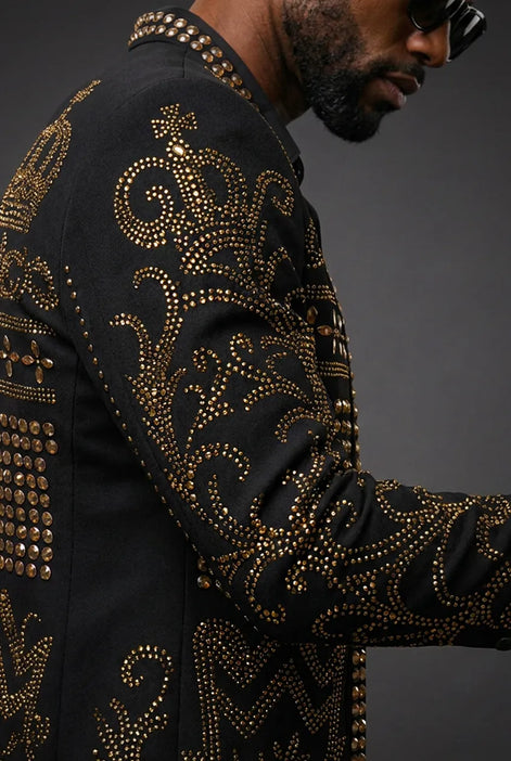 Diadem Pharaoh - Black & Gold Crown Crystal Dinner Jacket
