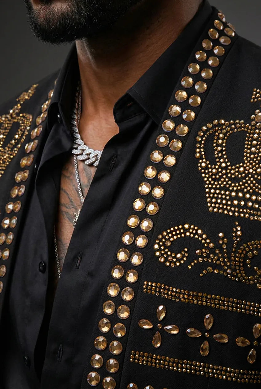 Diadem Pharaoh - Black & Gold Crown Crystal Dinner Jacket