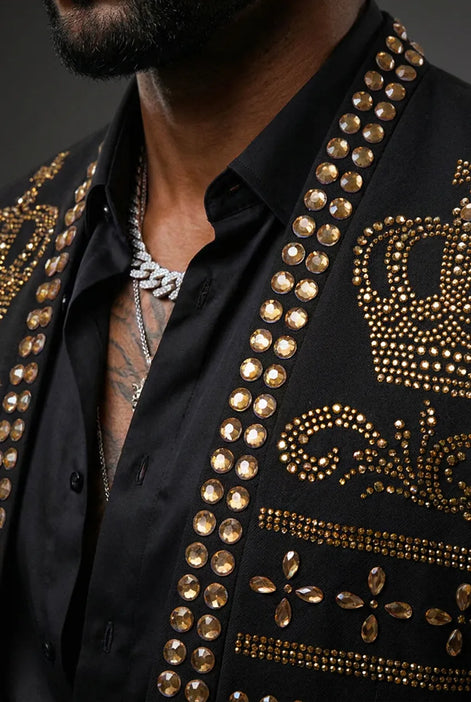 Diadem Pharaoh - Black & Gold Crown Crystal Dinner Jacket