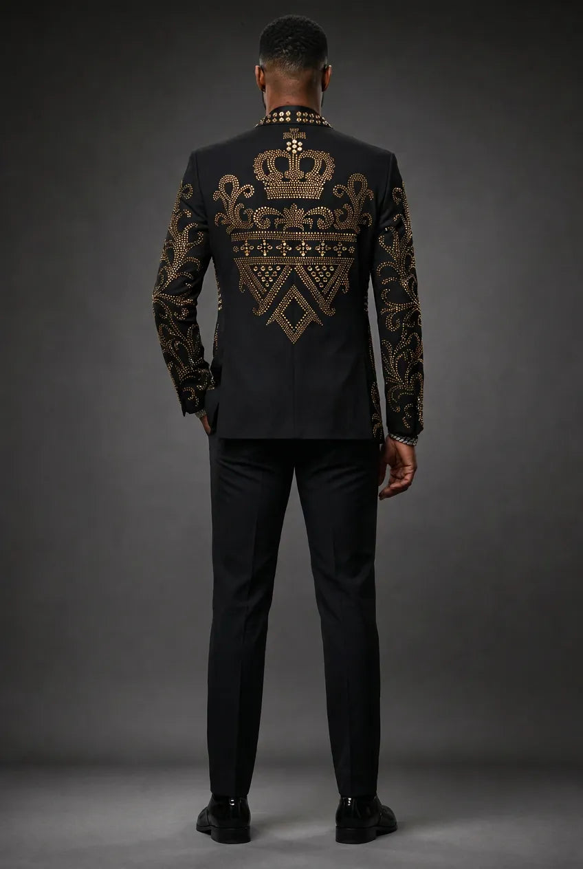 Diadem Pharaoh - Black & Gold Crown Crystal Dinner Jacket
