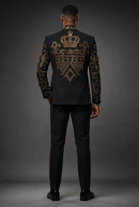Diadem Pharaoh - Black & Gold Crown Crystal Dinner Jacket