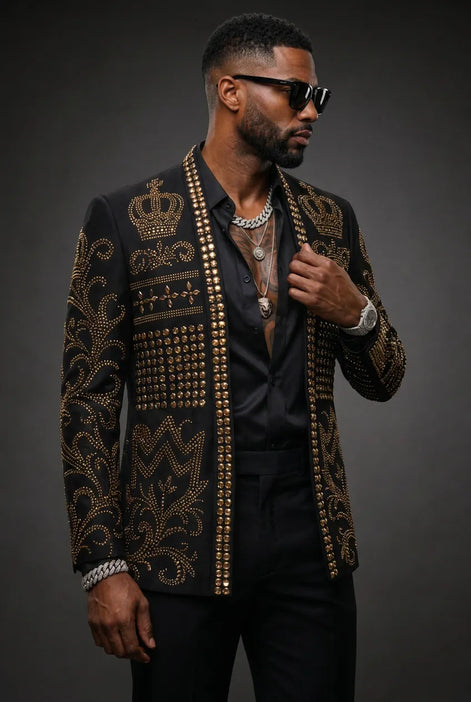 Diadem Pharaoh - Black & Gold Crown Crystal Dinner Jacket