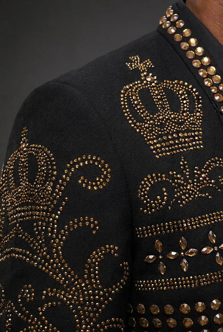 Diadem Pharaoh - Black & Gold Crown Crystal Dinner Jacket